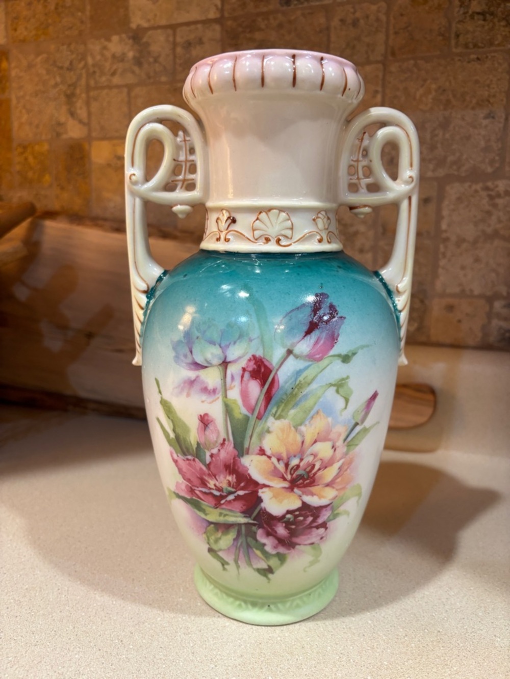 Antique Austrian Handpainted Porcelain Vase